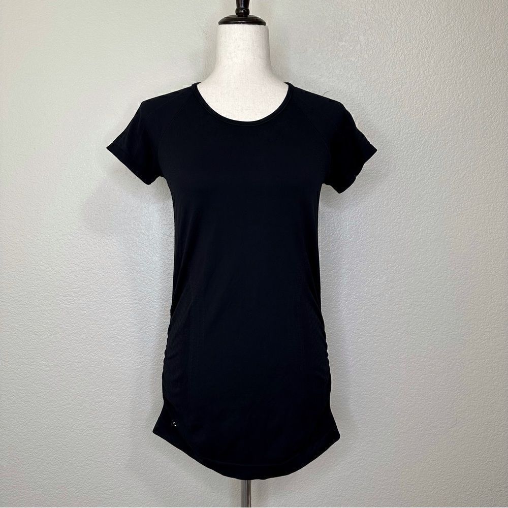 Athleta Black Longline Ruched Maternity Workout Top